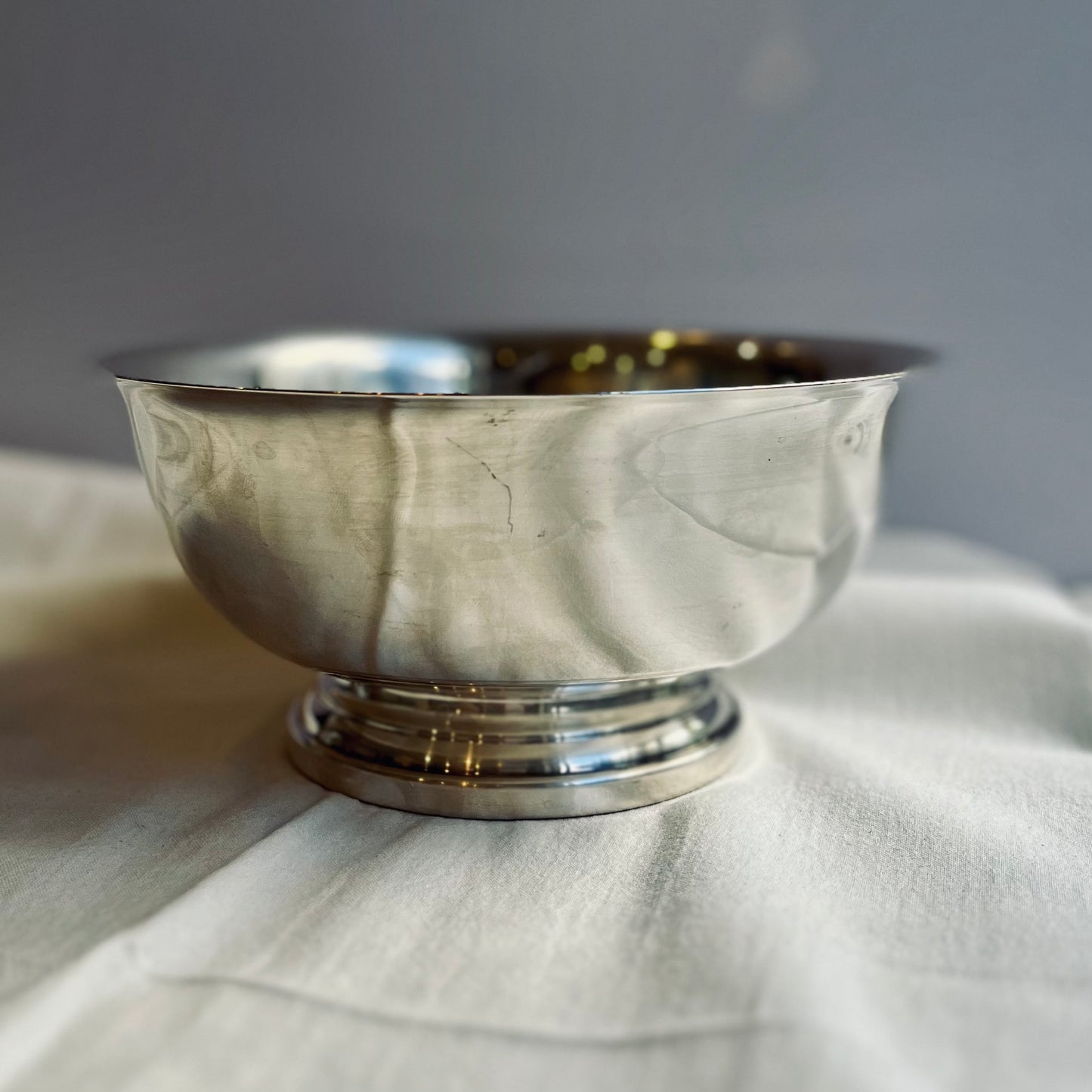 Vintage Silver Pedestal Bowl, 9 inches