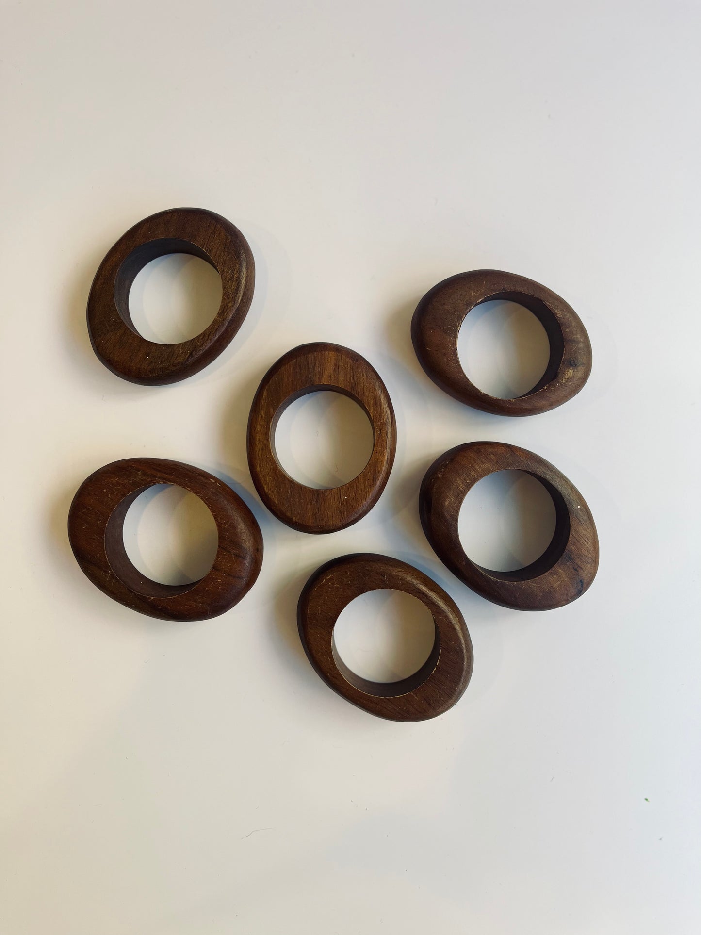 Mid-century hand carved napkin rings