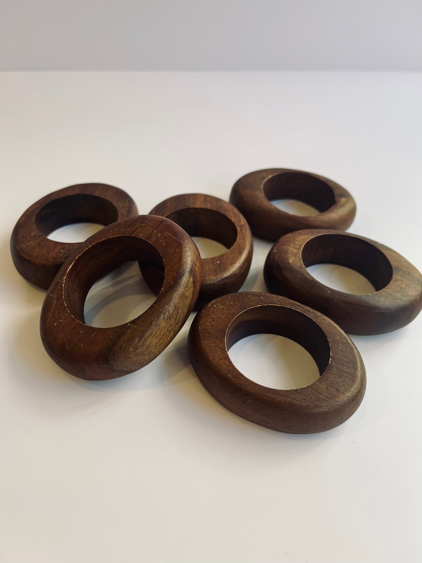 Mid-century hand carved napkin rings